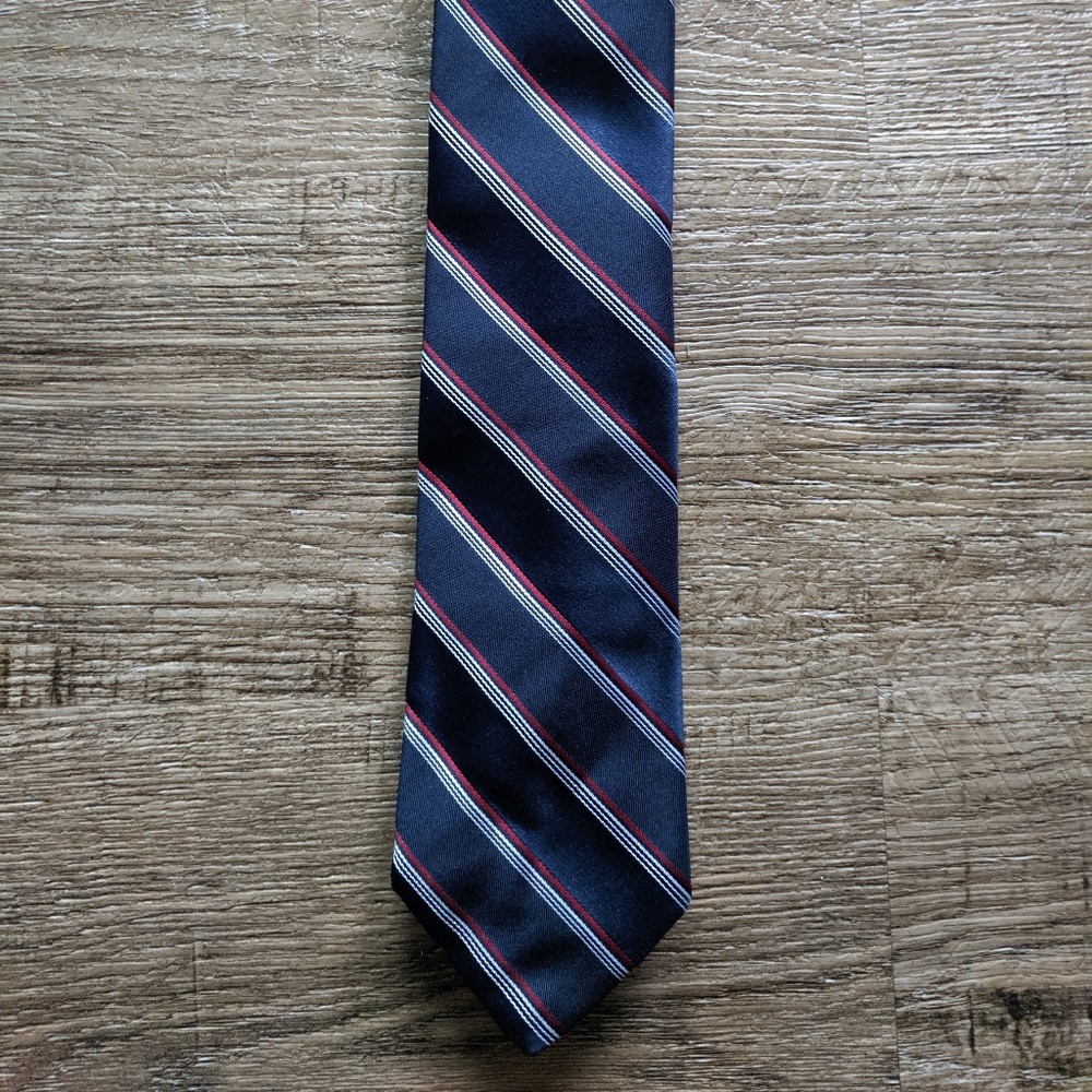 Sears Fashion Collection Tie Navy Diagonal Stripes
